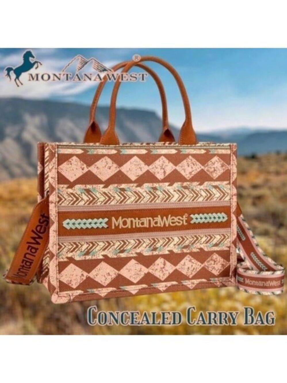 MONTANA WEST Boho Aztec Concealed Carry Canvas Satchel/Tote & Crossbody Strap
